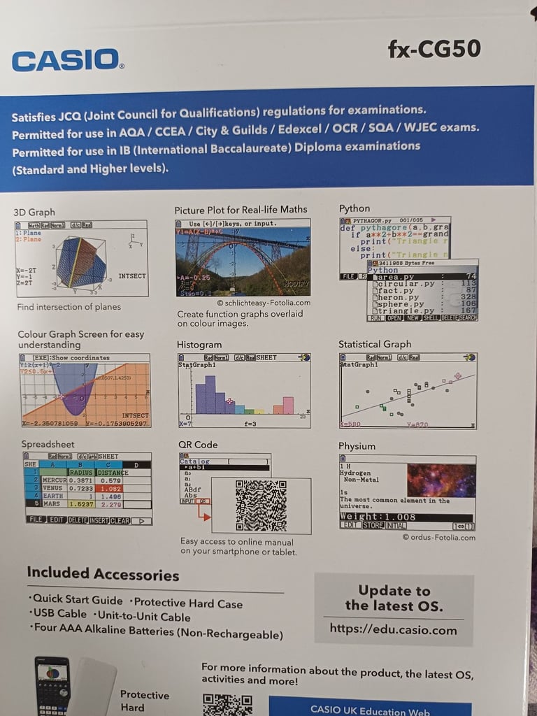 CASIO fx-CG50 GRAPHICAL CALCULATOR FOR A-LEVELS/GCSE/DEGREE