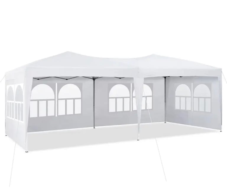 3 X 6m Gazebo with Side Panels, Anti-UV Garden Gazebo Marquee Party Tent with Heavy Duty Steel Frame