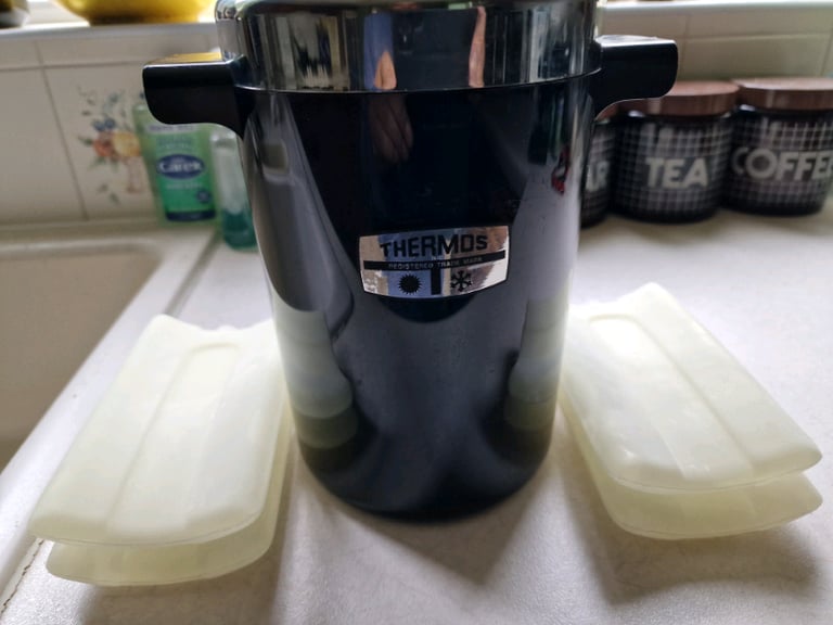 image for Vintage Black - Silver Thermos Wine/Champagne Ice Cooler