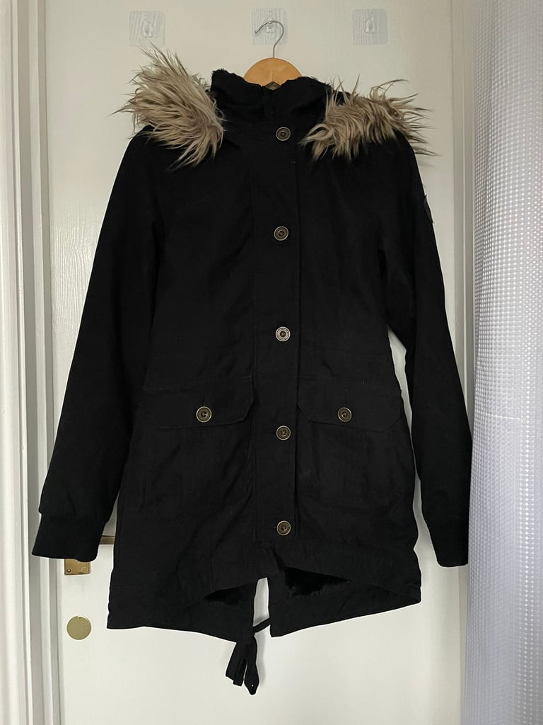 NWT Hollister by Abercrombie&Fitch Stretch Faux Fur Lined Parka Jacket Coat