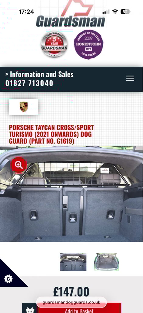 Guardsman Dog Guard - Porsche Taycan