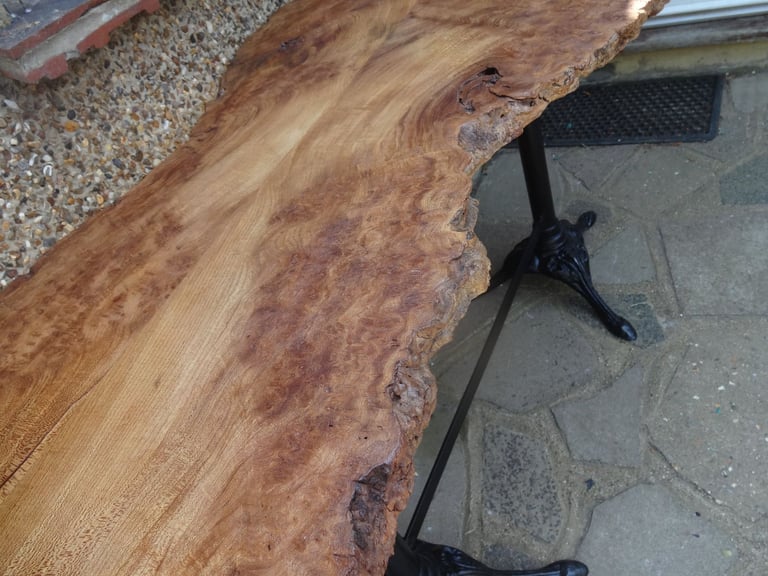 LIVE EDGE TABLE ~ SLAB OF BURR WALNUT ON A DOUBLE TRIPOD BASE ~ 