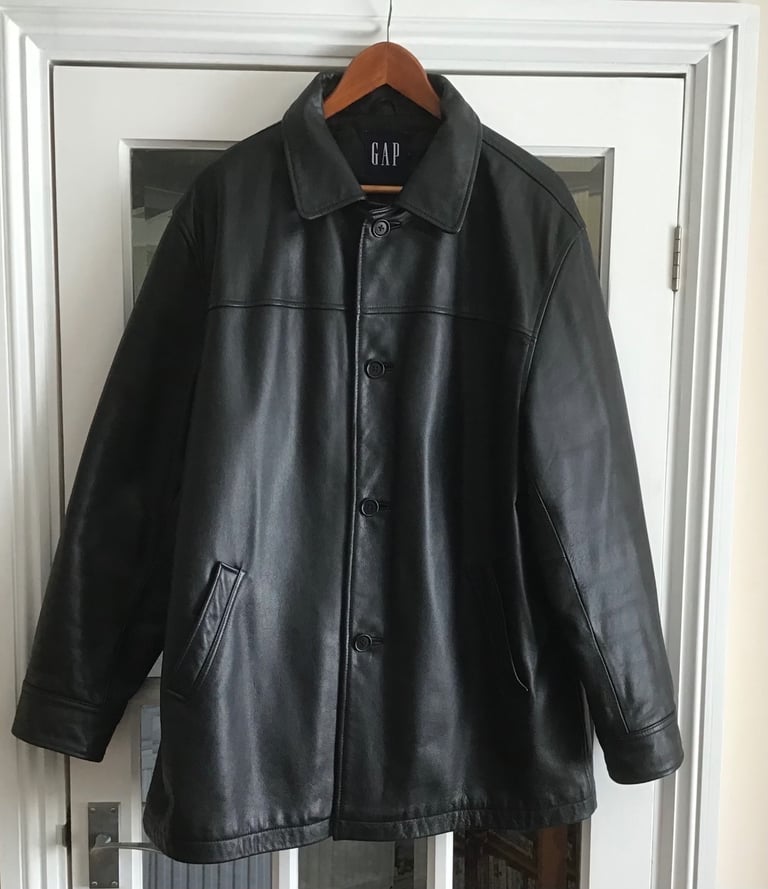 image for Men’s GAP Black Leather Jacket in very good condition