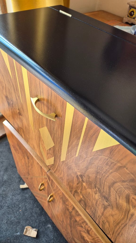 SALE - Unique art deco mid-century modern tall cocktail cabinet/ vintage drinks cabinet/ bar