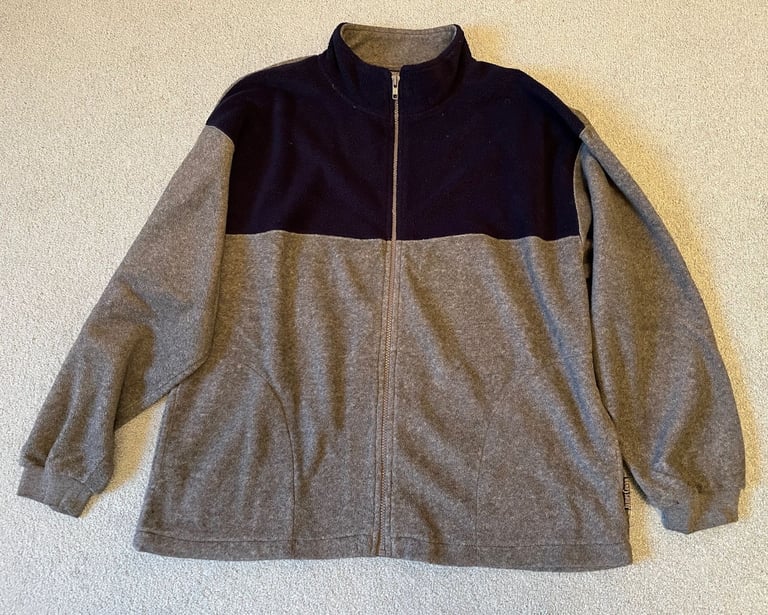 image for Men's James Cowan blue and grey fleece, zip front, medium-sized