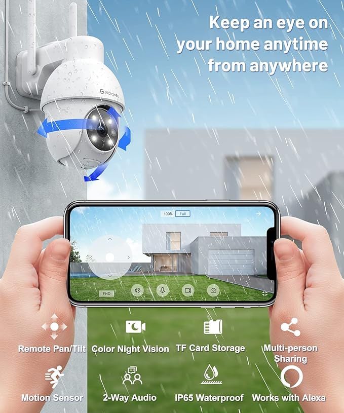 GALAYOU Y4 2-Pack 2K 2-Way Audio Wi-Fi Outdoor PTZ Security Cameras 