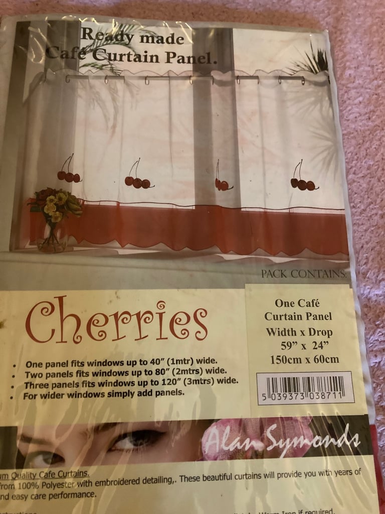 Cafe cherry curtain 59”x24”