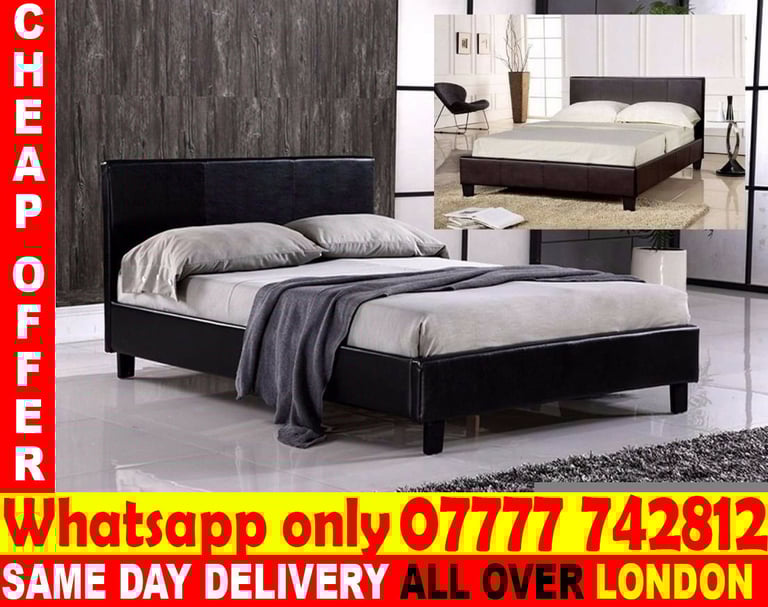 -SINGLE - DOUBLE SMALL - DOUBLE BED AND MATTRESS LEATHER (KJN