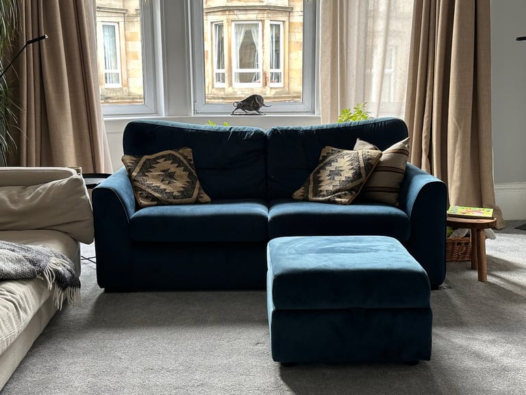 image for 2 seater sofa and storage footstool