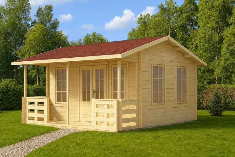Log cabin Malta 5m x 5.12m. Garden room, holiday house, summer house, office.