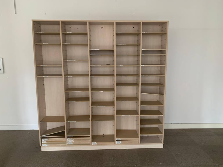 image for Used Pigeon hole storage unit wooden h 190cm x w 186cm x d 27cm