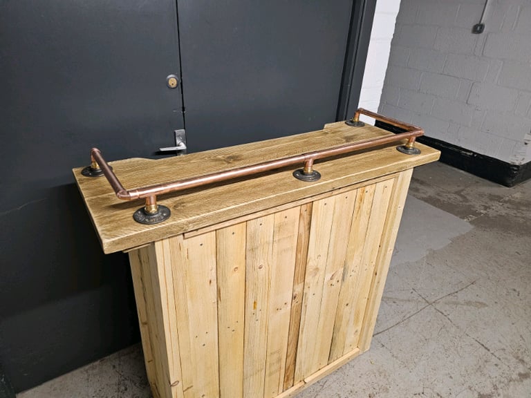 Rustic Reclaimed Wood & Copper Pipe Bar