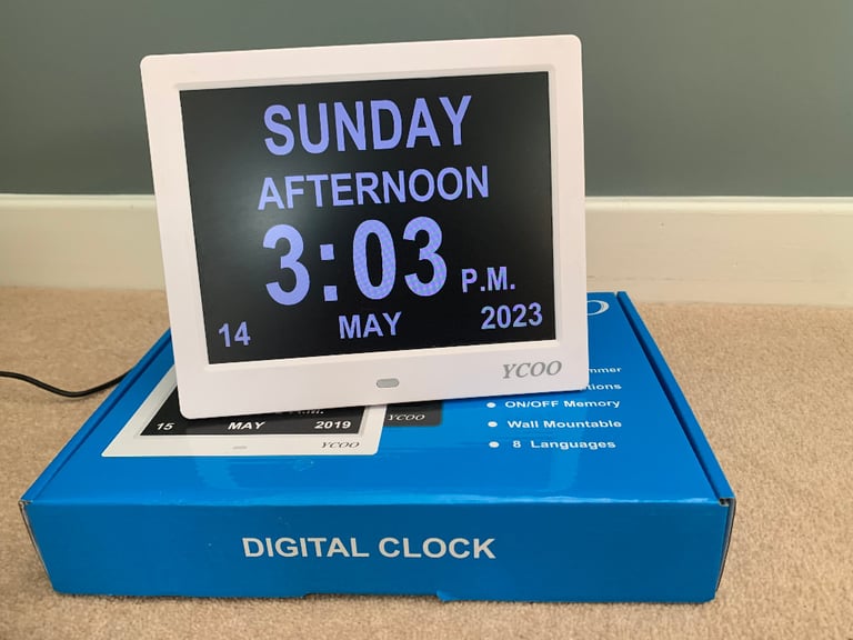 Digital Calendar Day Date Clock: dementia friendly 