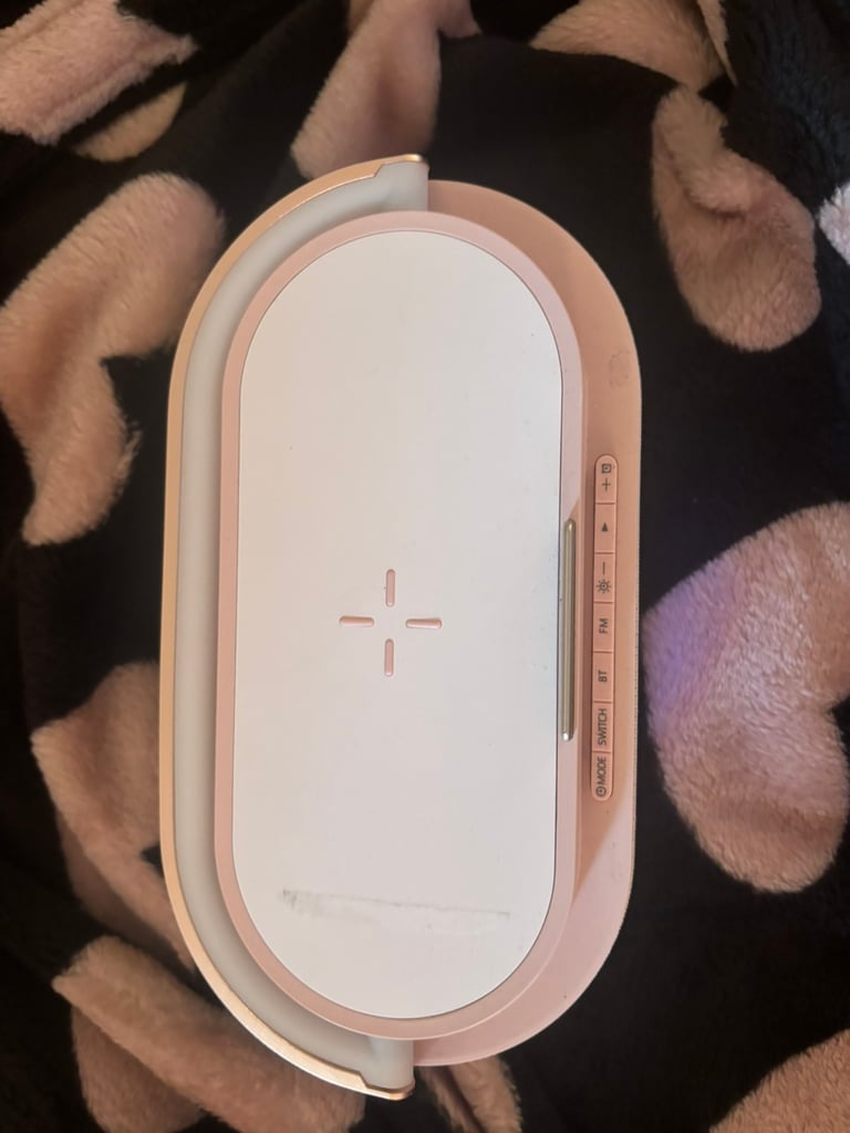 Pink Bluetooth Speaker Radio Alarm Clock Night light 5 in 1