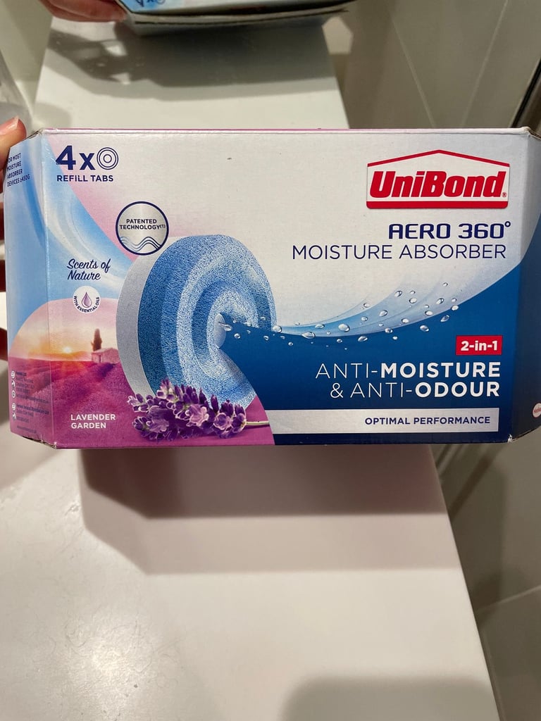 UniBond Aero 360 Moisture Absorber - Refill Tabs 450g x3, Lavender Garden Scent