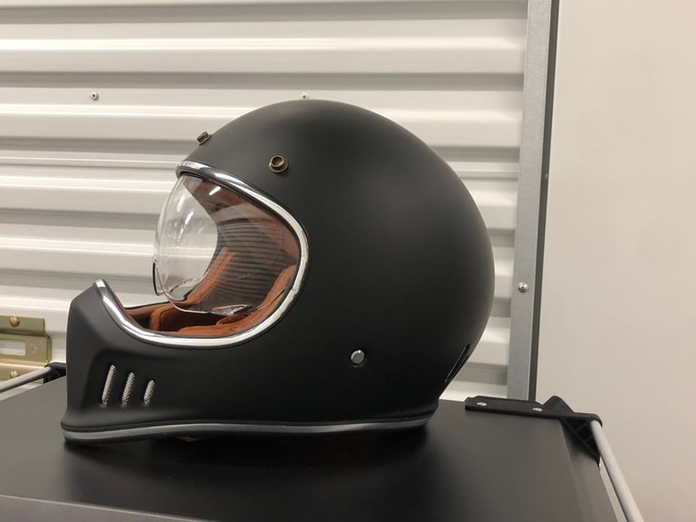 Motorcycle helmet , retro vintage helmet ,matte black , brand new