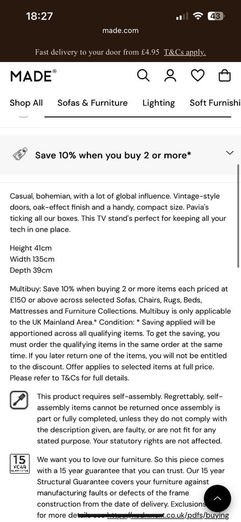 MADE - Pavia rattan tv unit 