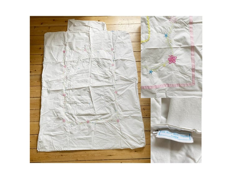 image for Little White Co. duvet cover, John Lewis duvet and flat sheet for cot bed/toddler bed 