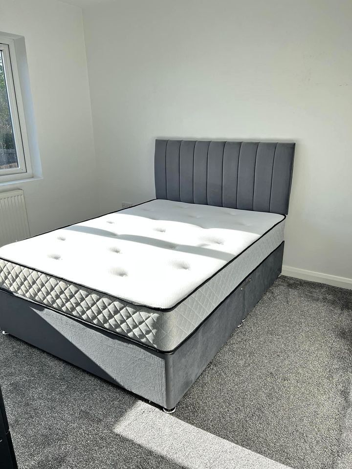 Luxury Divan Double Bed Base with Matching Headboard 15% oFF --- Free Delivery 