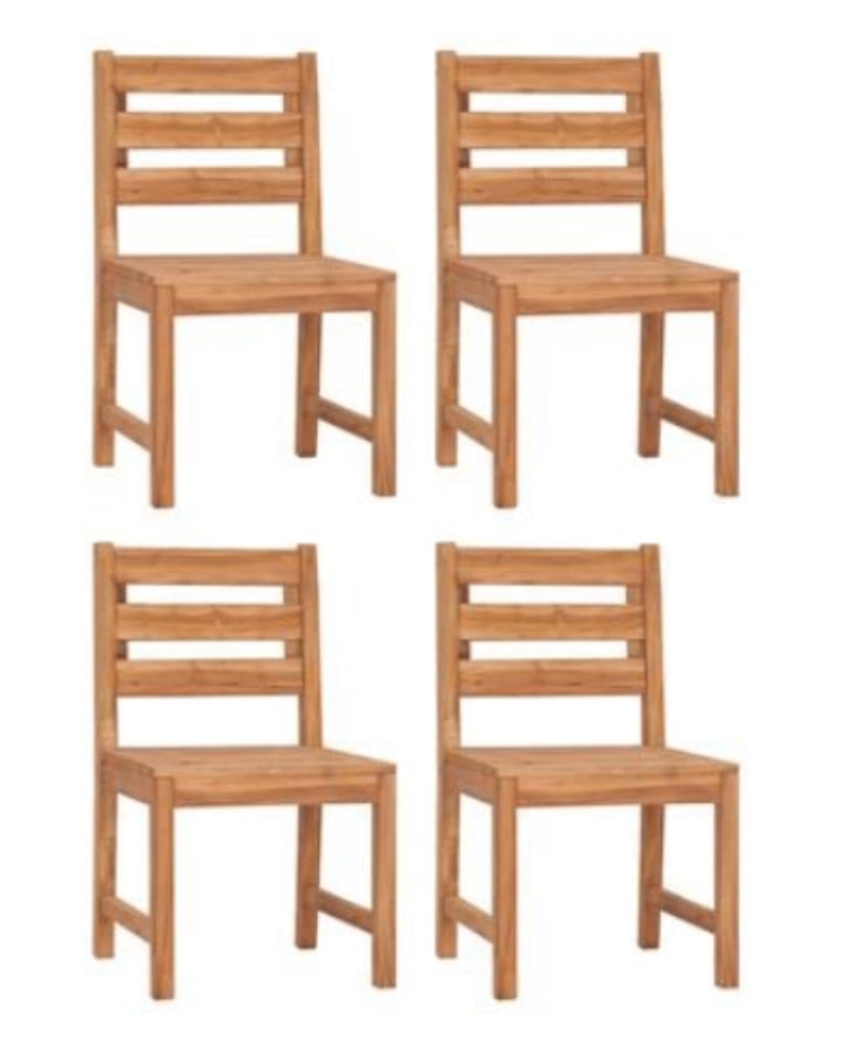 image for Four Brand New Solid Teak Garden Chairs – Still in Box