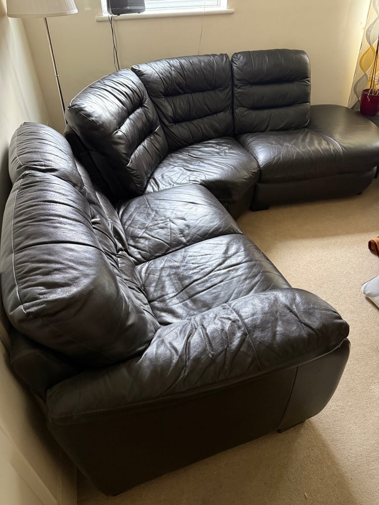 image for Brown DFS Leather Corner Sofa – 5 Seater – Excellent Condition