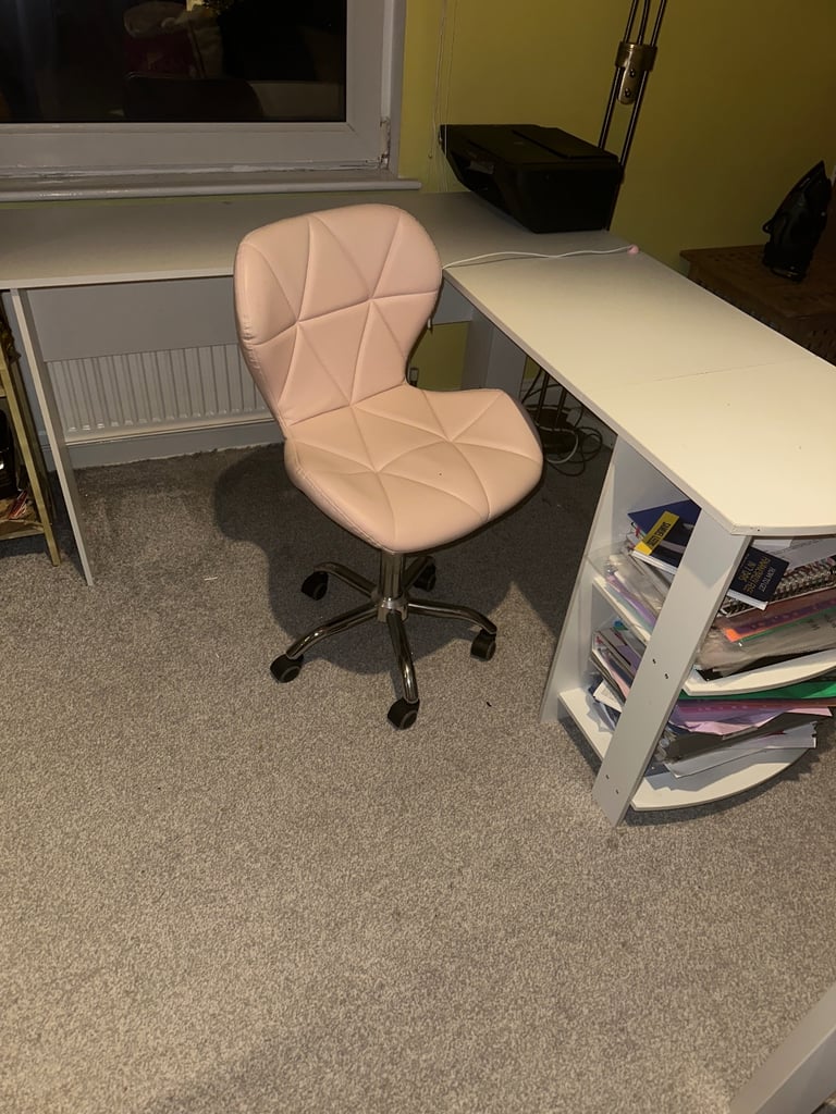 White corner office Desk and chair for sale 