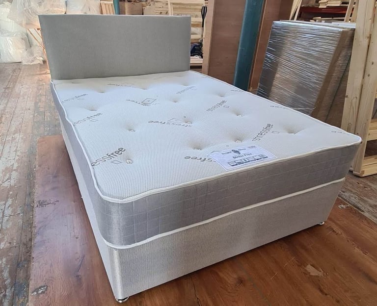 image for small double bed with base head board and full foam mattress bed frame single