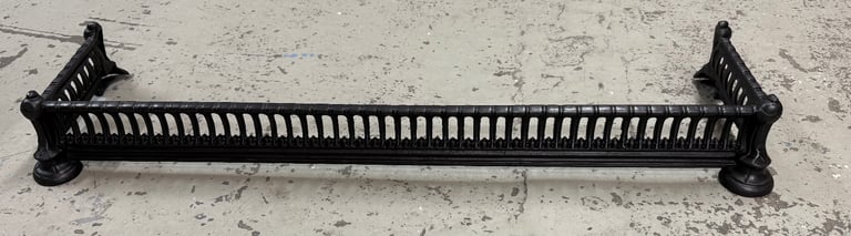 Restored Victorian Cast Iron Fireplace Fender 135cm wide