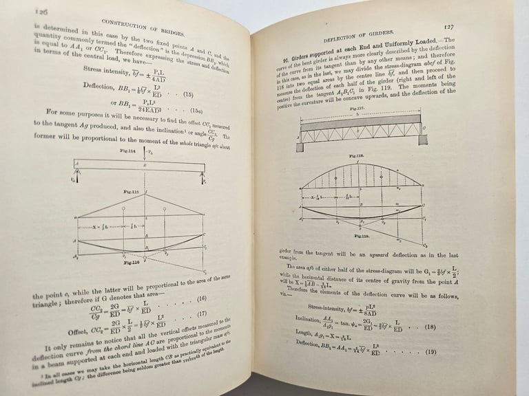 1924 Antique Practical Treatise of Bridge Construction Book w/ Illustration