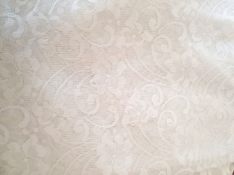 image for White Arched Window Net Curtain with a Floral Design