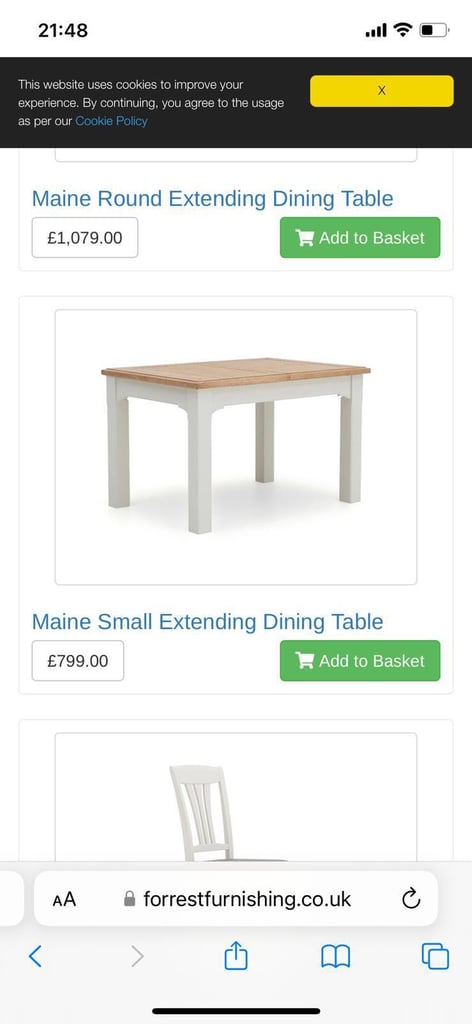 Dining table and chairs 