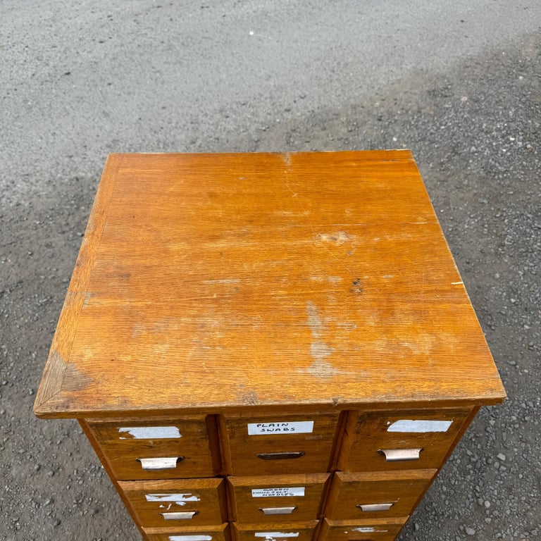 Oak Bank Of Drawers Vintage Multi-Drawer Cabinet Haberdashery Rest. Project