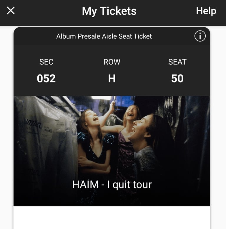 2 tickets Haim, Glasgow, 31/10/25