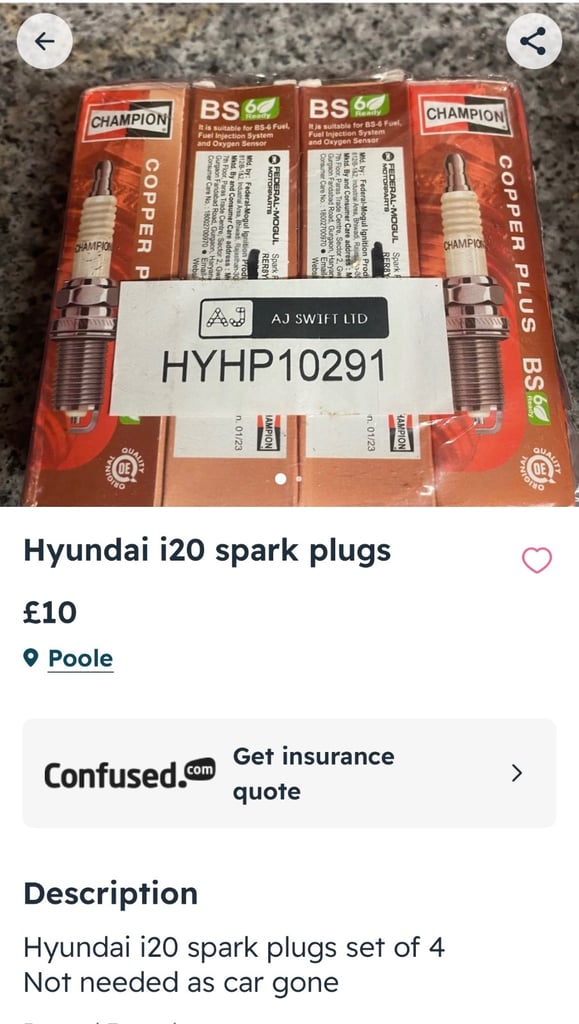 Spark plugs and oil filter