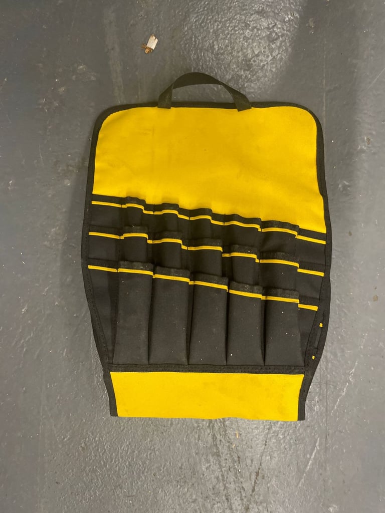 Stanley FatMax Tool Roll / Rucksack Insert – Heavy-Duty Multi-Pocket Tool Pouch (Black & Yellow)