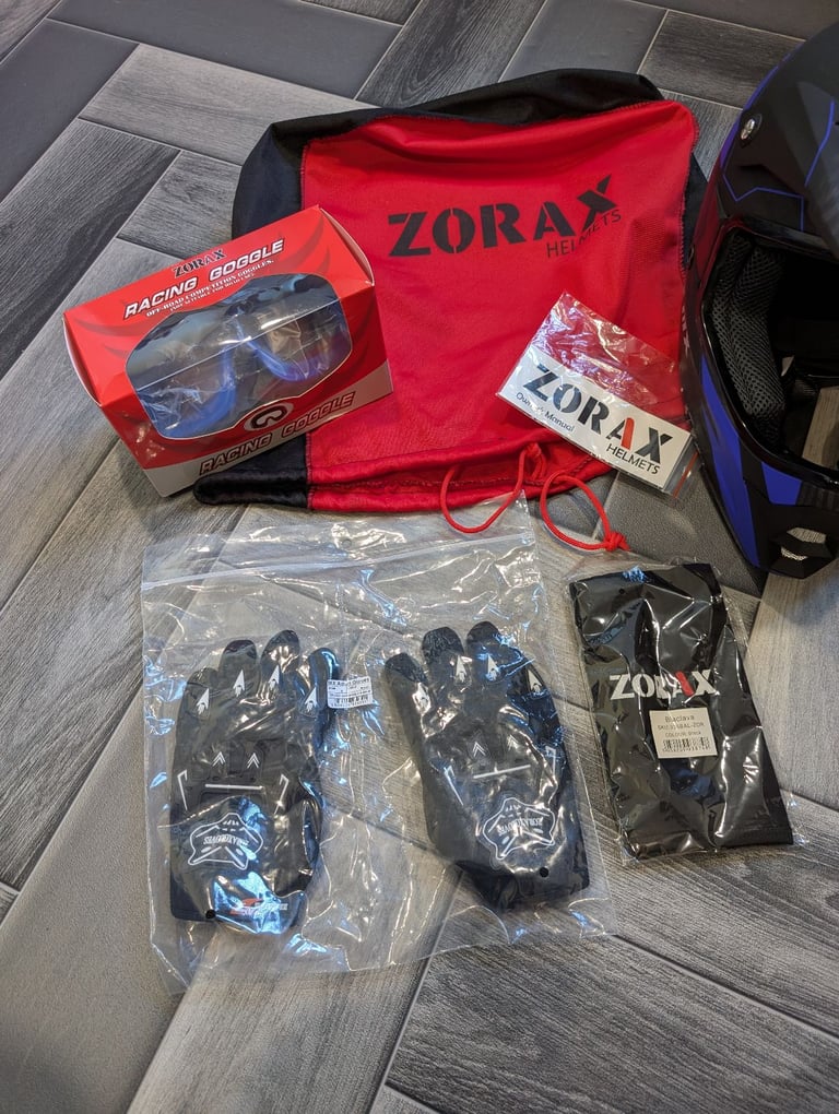 image for ZORAX X307 Motocross helmet with gloves, blaclava and racing google