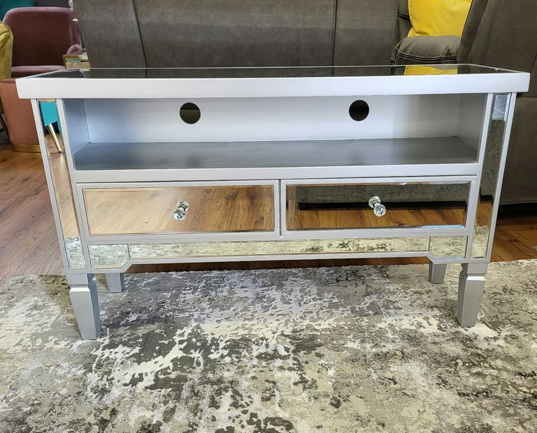 Ex-Display Mirrored 2 Drawer TV Cabinet For Sale