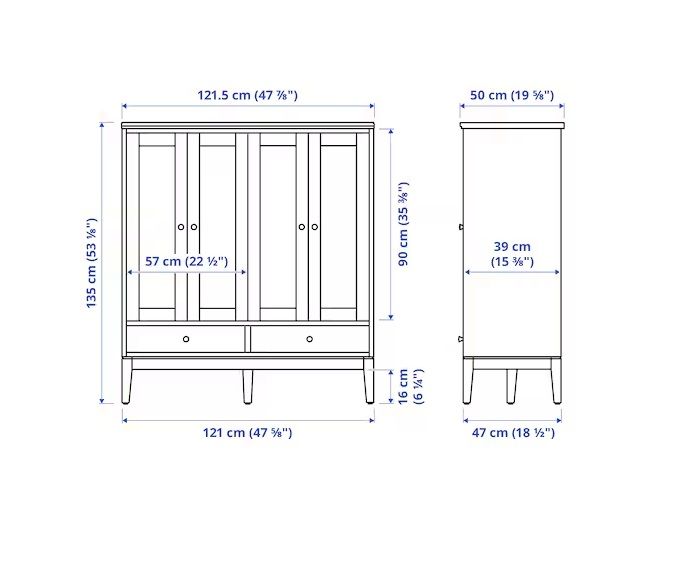IKEA IDANAS Display Cabinet with Glass Doors