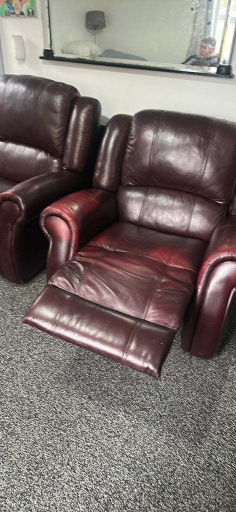 Red leather recliners 