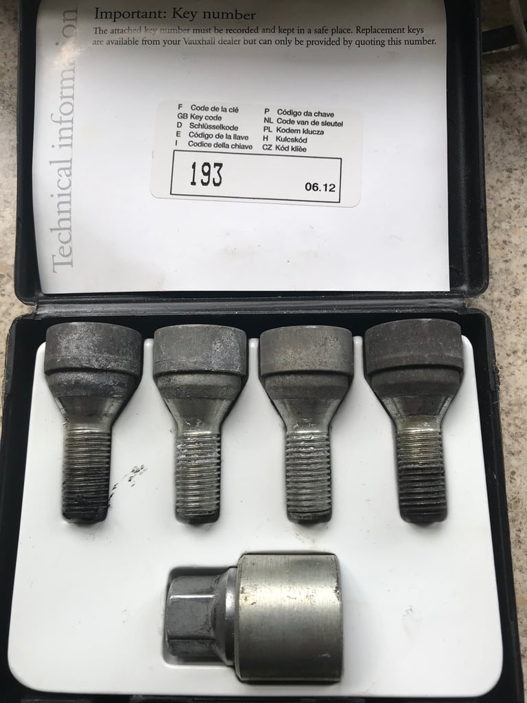Genuine Vauxhall locking wheel nuts 