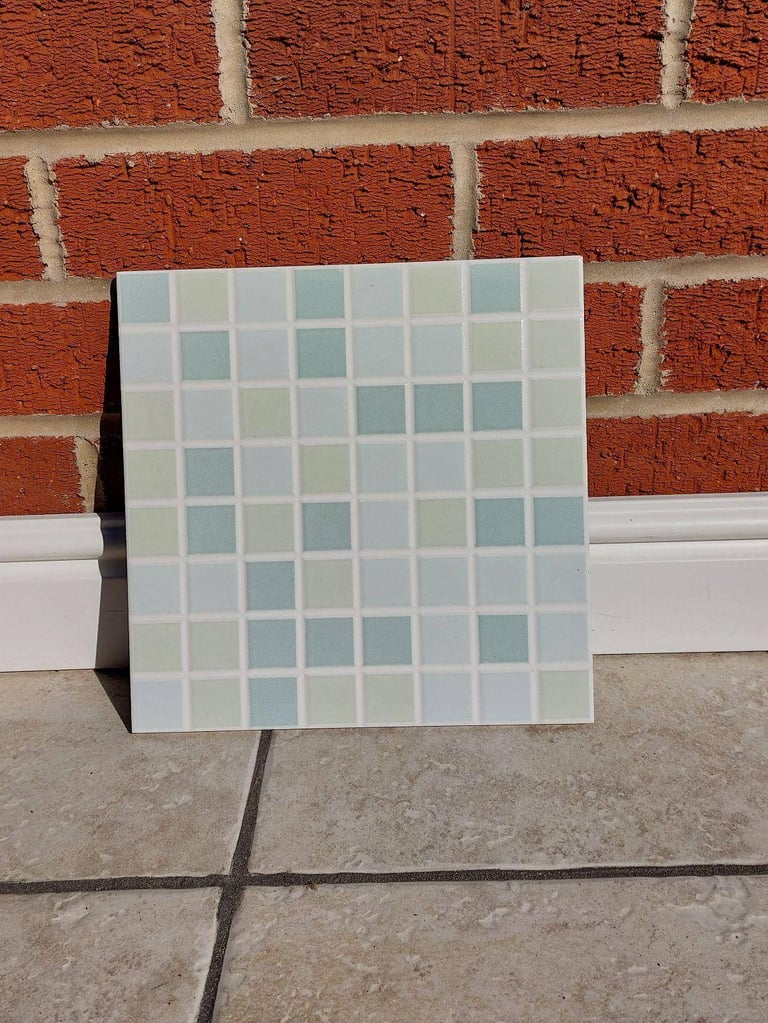 image for NEW Blue square mosaic bathroom ceramic tiles - pack of 7