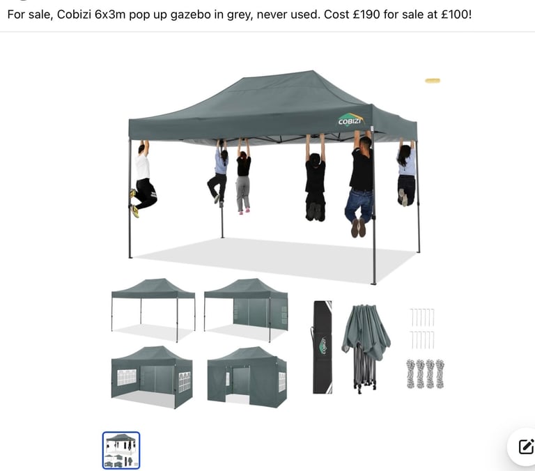 Cobezi Gazebo 6x3 metres. Unused 