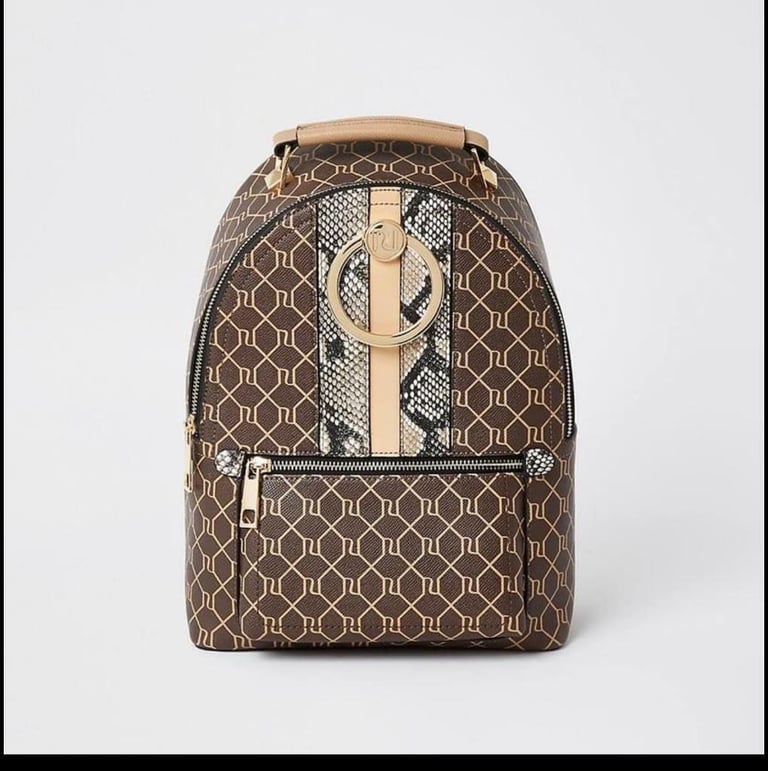 River island monogram store backpack