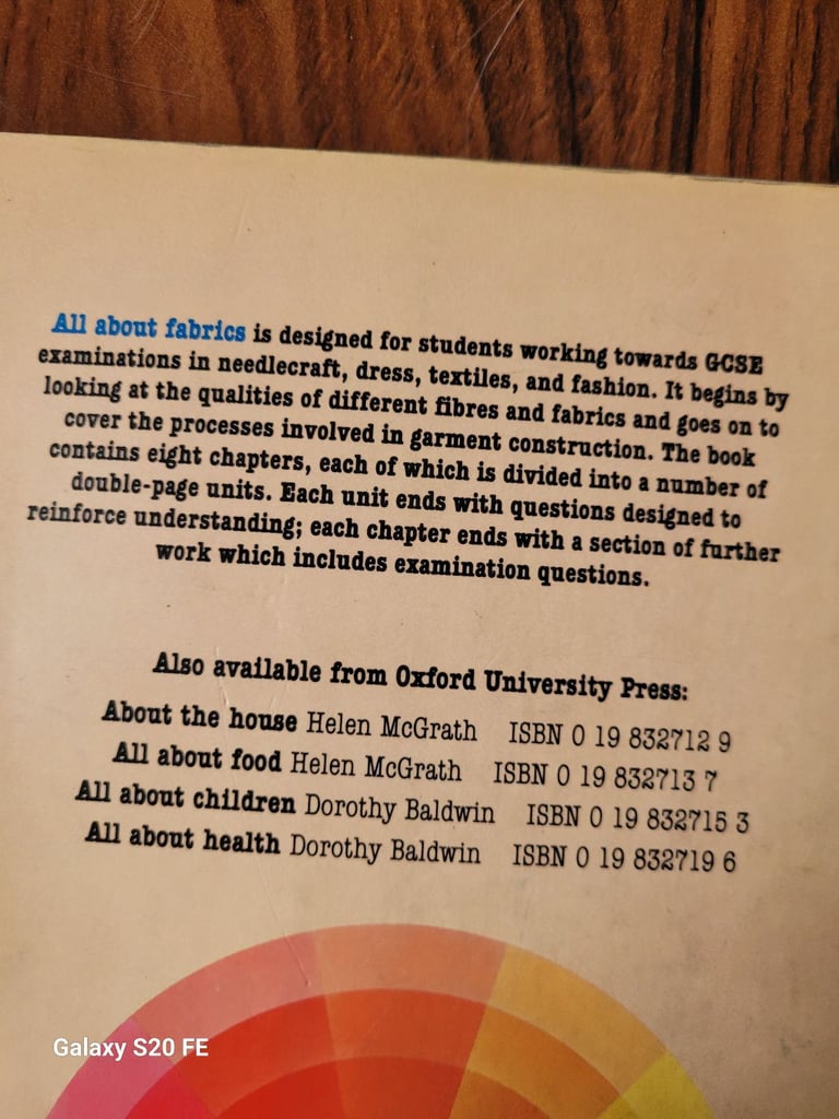 Vintage 1986 GCSE Textbook: All About Fabrics - An Introduction to Needlecraft