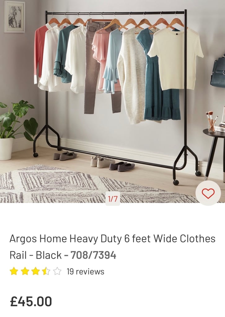 image for 6ft Heavy duty black clothes rail 