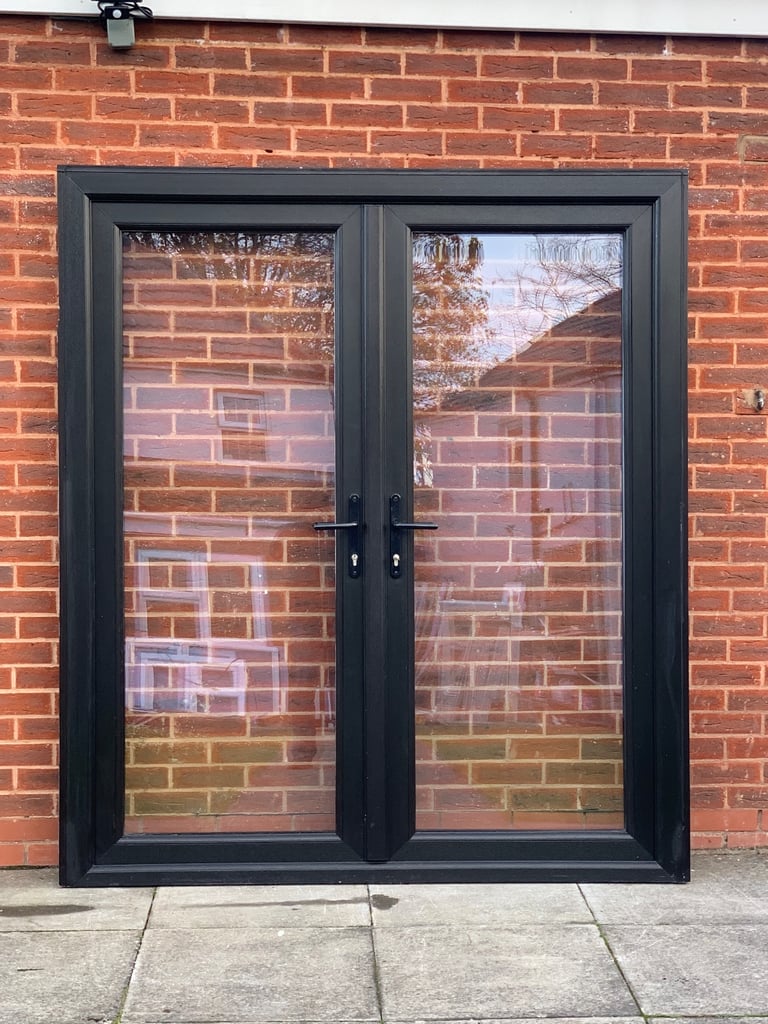 UPVC DOUBLE GLAZED FRENCH PATIO DOOR IN BLACK 180cm WIDE 207.5cm HIGH Can Deliver