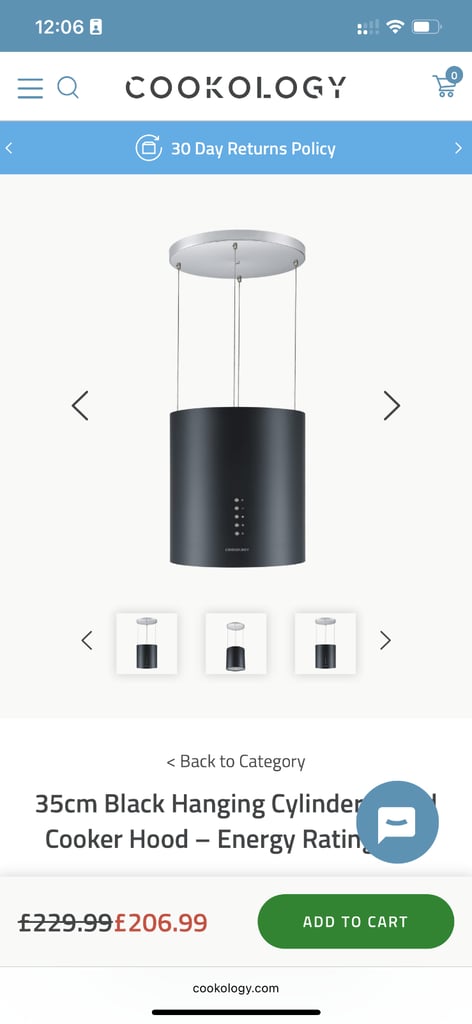 image for Cookology hanging cylinder cooker hood 