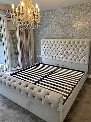 image for  New Offer ~~ 5ft king size Astral sleigh bed Frame With Storage == Cash On Delivery == Order Now