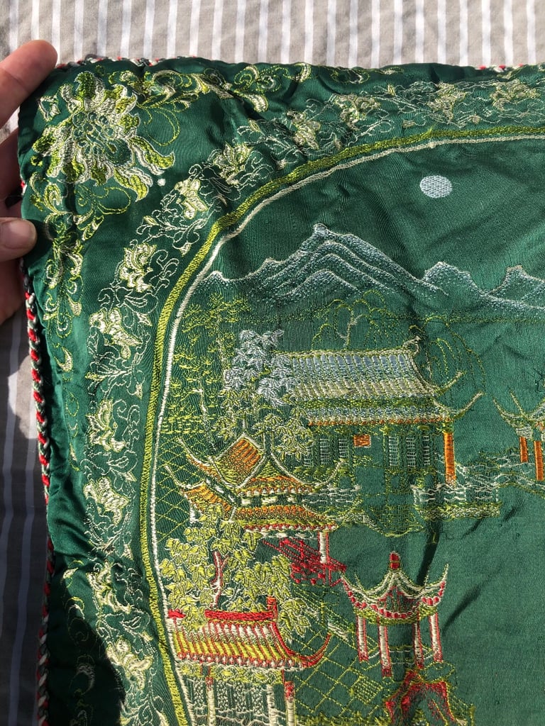 Double sided Chinese silk cushion 
