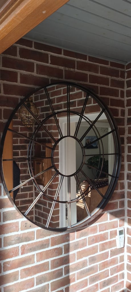 Industrial Round Metal Wall Mirror